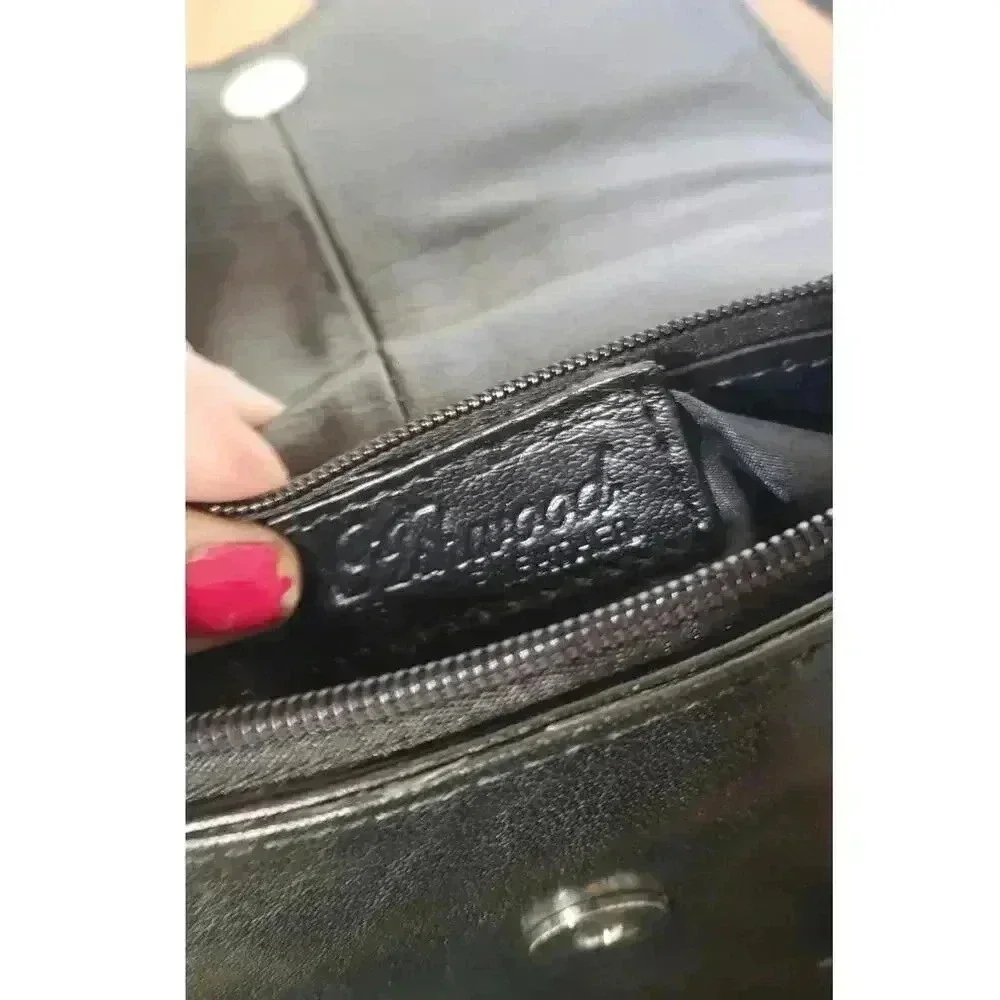 Ashwood genuine leather black‎ crossbody bag with adjustable strap small